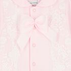 Baby Girls Pink Lace & Bow Babygrow, 2, hi-res