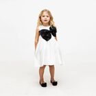 Girls White & Black Bow Dress, 1, hi-res