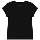 Girls Black Logo T-Shirt, 1, hi-res