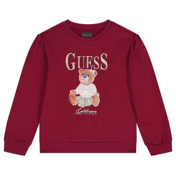 Girls Red Teddy Bear Sweatshirt