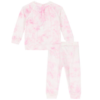 Baby Girls Pink Logo Tie Dye Tracksuit