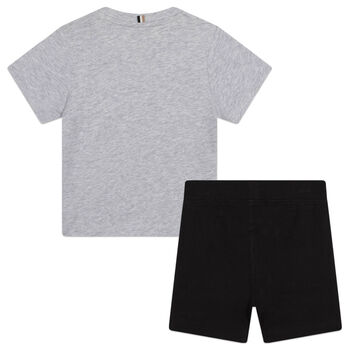 Younger Boys Grey & Black Shorts Set