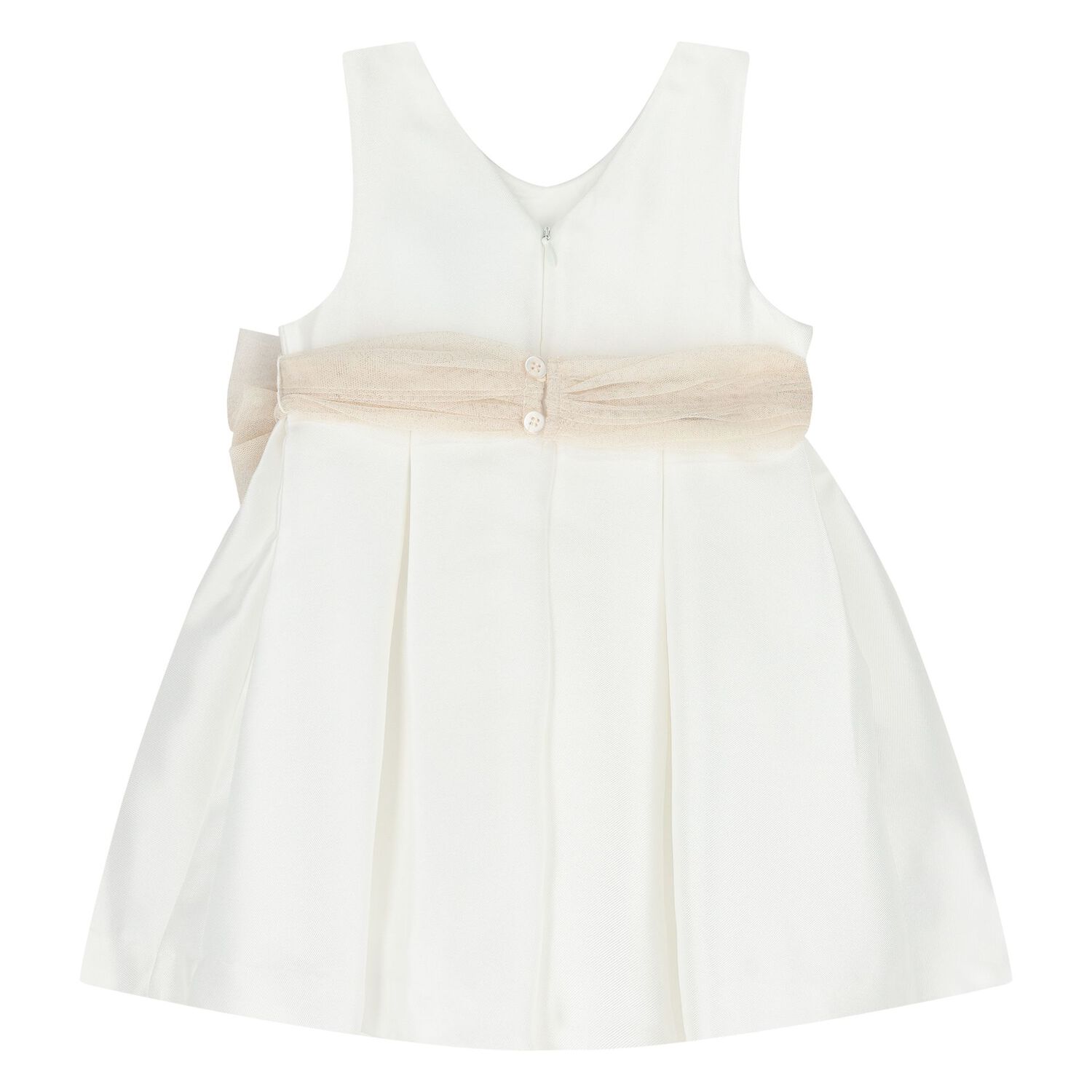 Younger Girls White Satin Dress, 2, hi-res