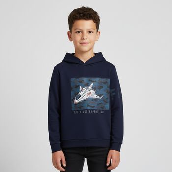 Boys Navy Glow In The Dark Hooded Top