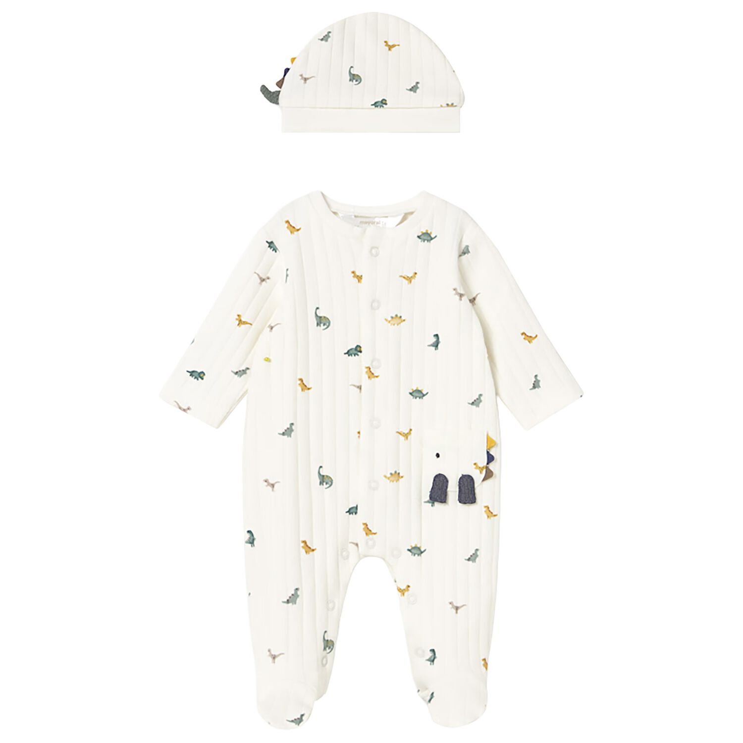 Baby Boys Ivory Dinosaur Babygrow Set, 1, hi-res image number null