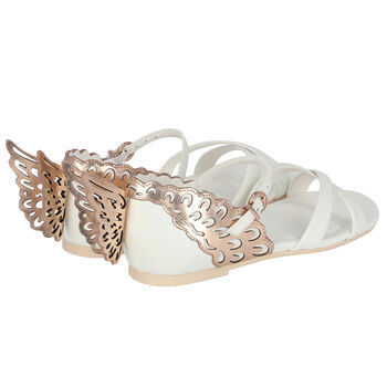 Girls White & Rose-Gold Sandals