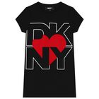 Girls Black Logo Dress, 1, hi-res