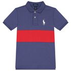 Boys Navy Blue & Red Stripe Big Pony Polo Shirt, 1, hi-res