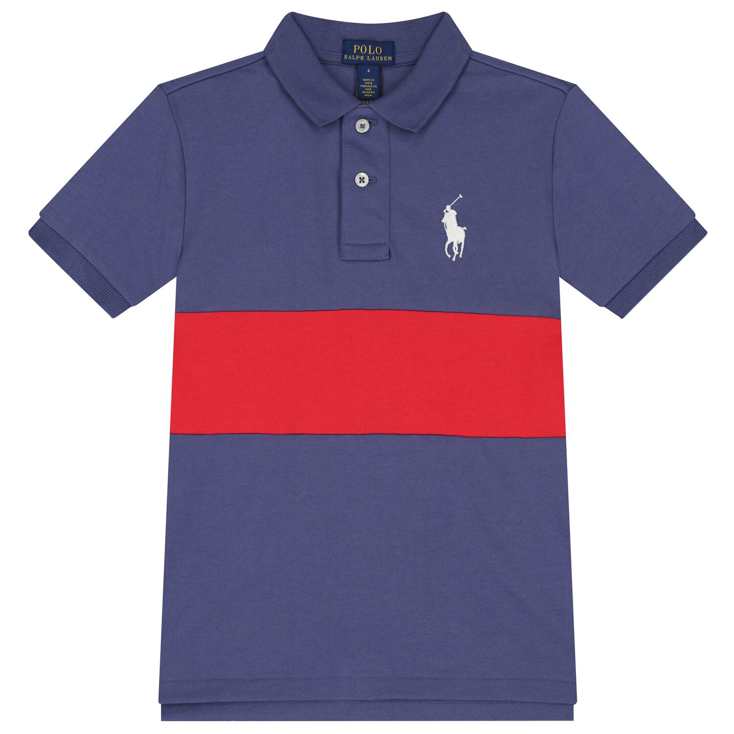 Boys Navy Blue & Red Stripe Big Pony Polo Shirt, 1, hi-res