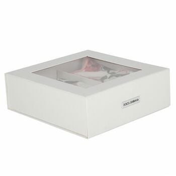 Baby Girls Ivory & Pink Floral Logo Babygrow Gift Set