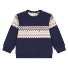 Younger Boys Navy Blue Zigzag Sweatshirt, 1, hi-res