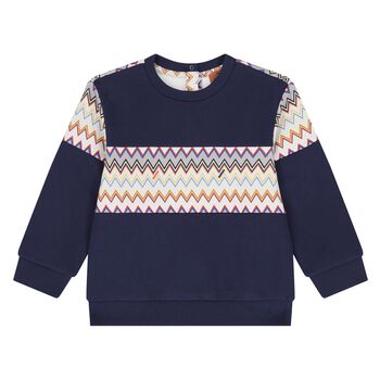 Younger Boys Navy Blue Zigzag Sweatshirt