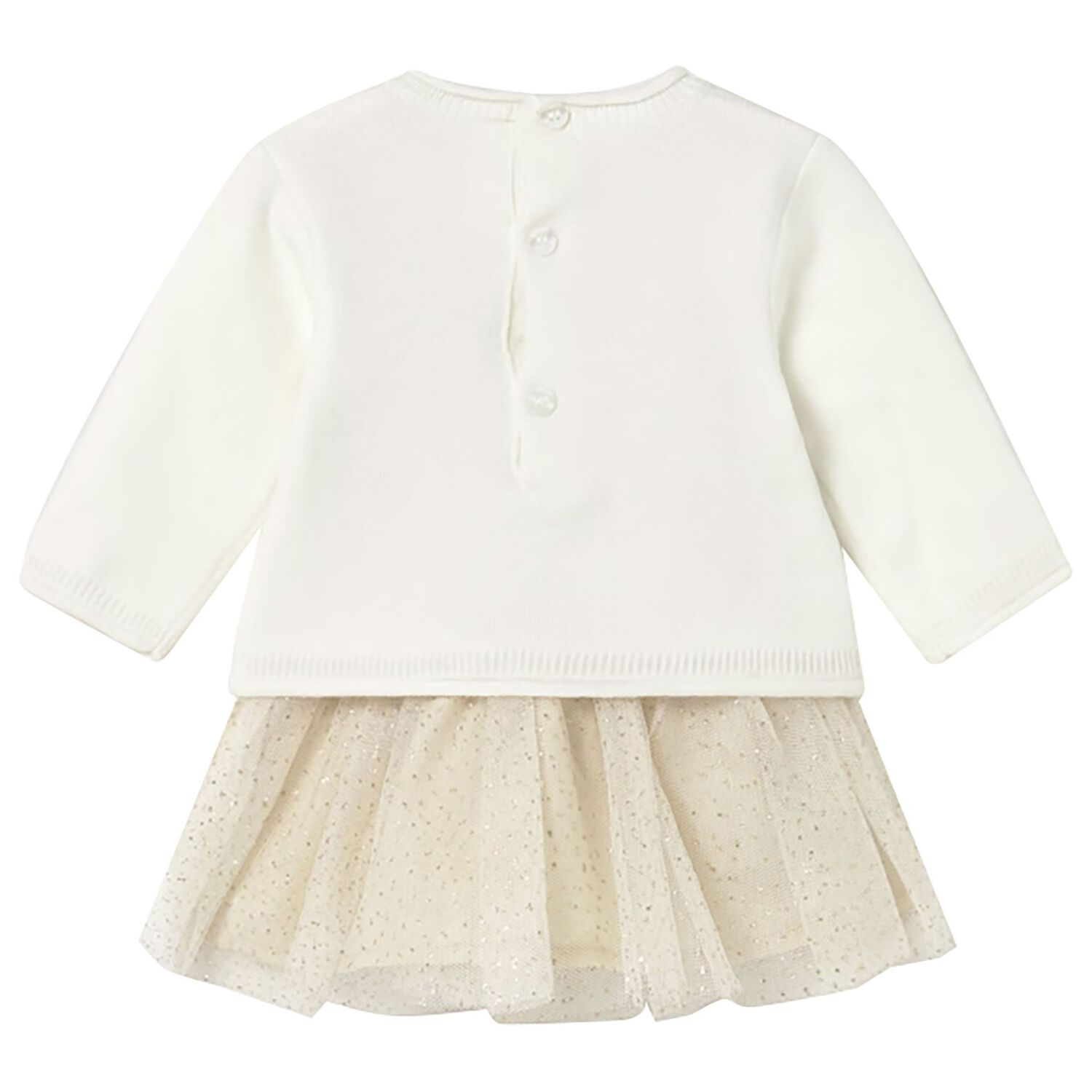 Baby Girls Ivory & Beige Tulle Dress Set, 2, hi-res image number null