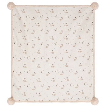 Beige & Ivory Pom Pom Baby Blanket