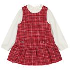 Girls White & Red Pinafore Dress, 1, hi-res