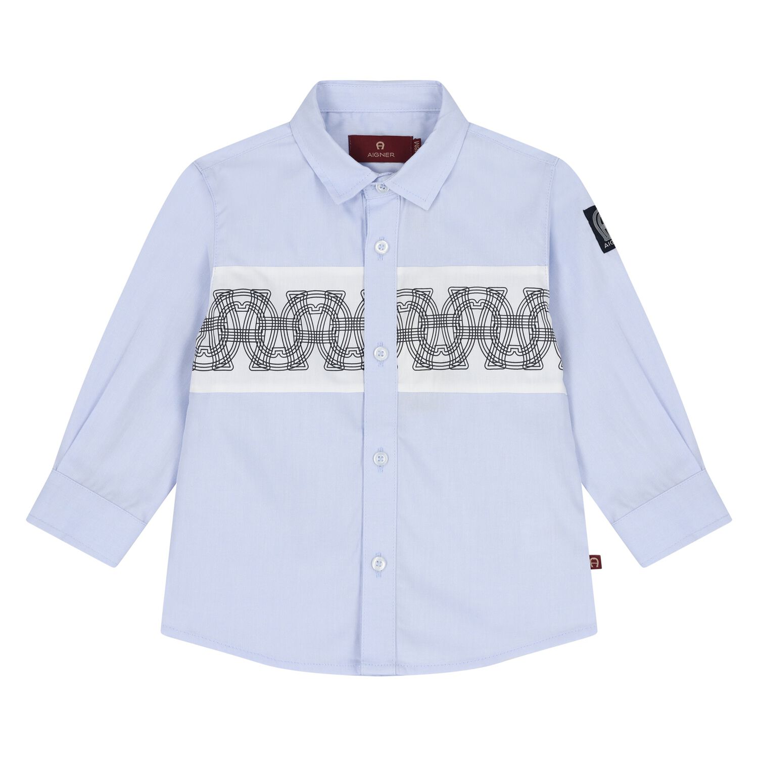 Younger Boys Blue Logo Shirt, 1, hi-res