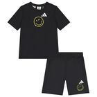 Black Smiley Logo Shorts Set, 1, hi-res
