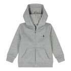 Baby Boys Grey Logo Hooded Zip Up Top, 1, hi-res