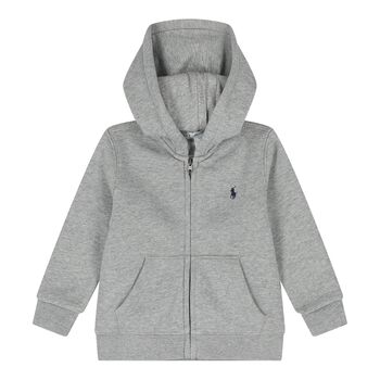 Baby Boys Grey Logo Hooded Zip Up Top