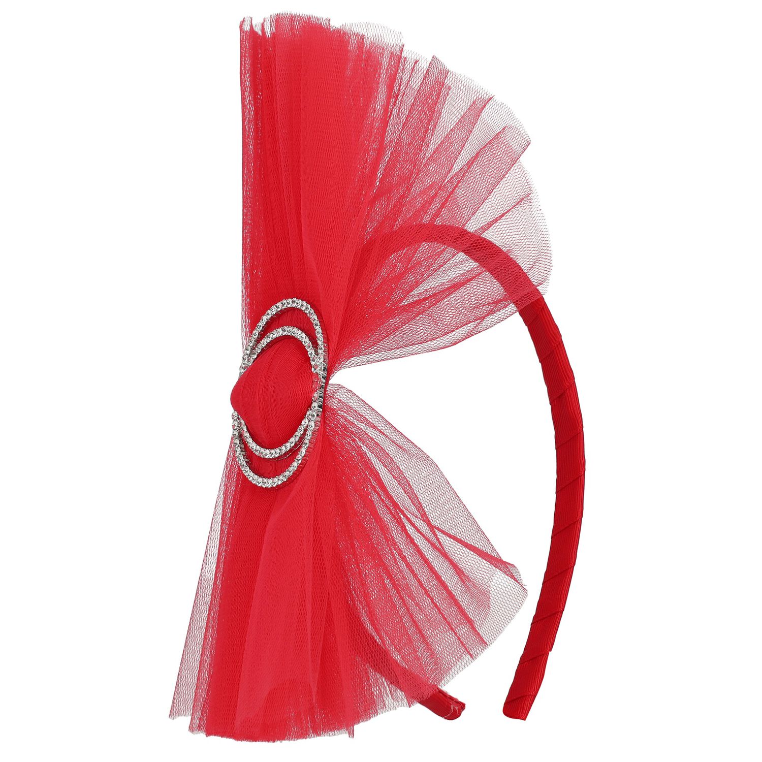 Girls Red Tulle Bow Headband, 1, hi-res image number null