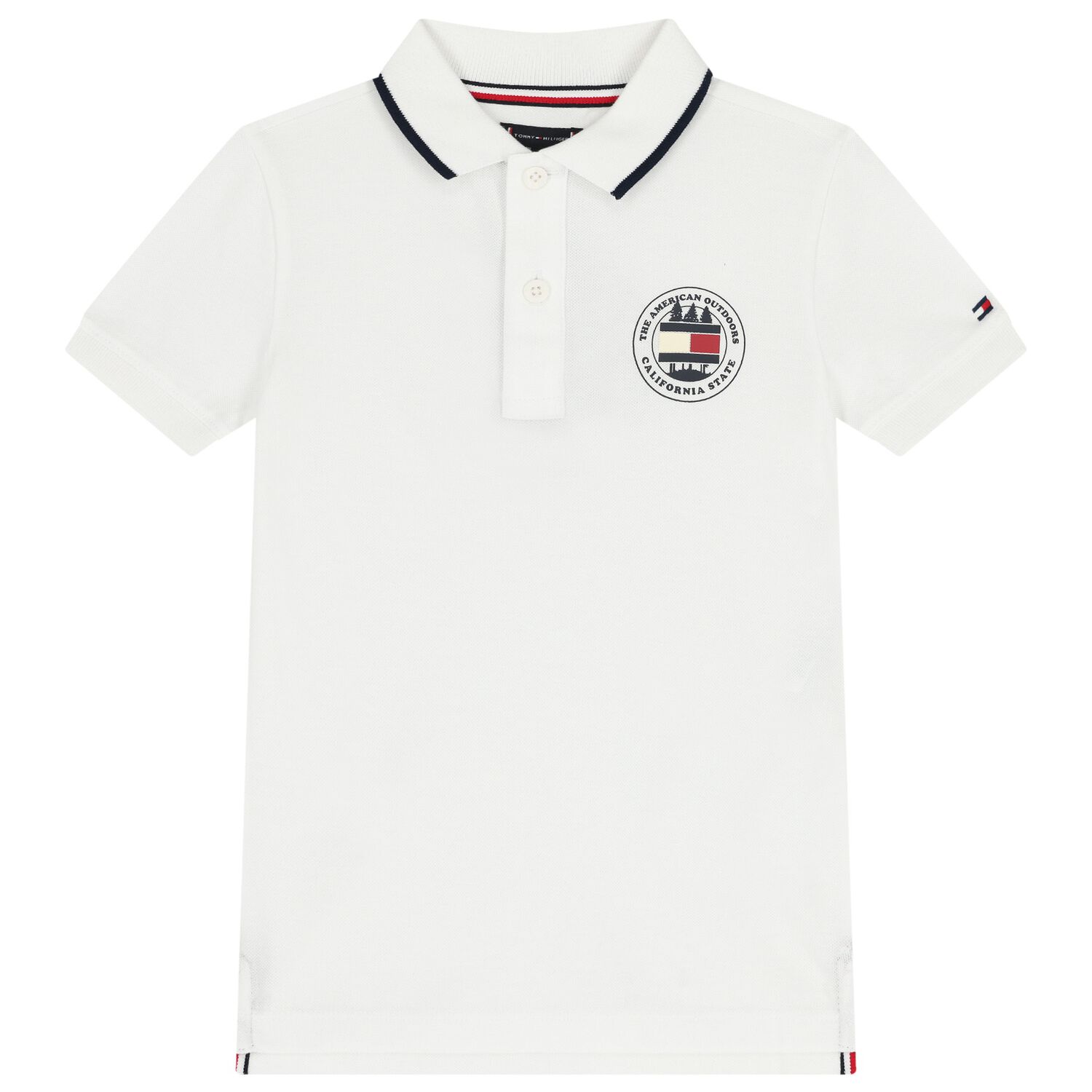 Boys White Logo Polo Shirt, 3, hi-res
