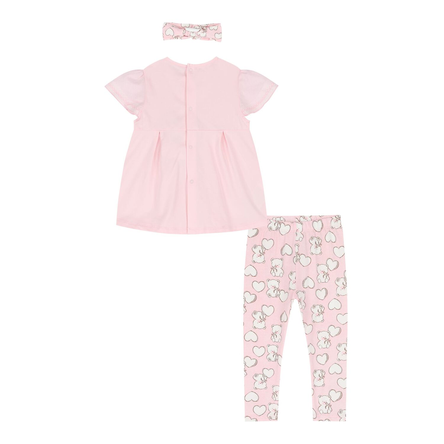 Baby Girls Pink Teddy Bear Leggings Set, 2, hi-res