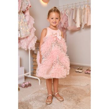 Girls Pink Sequin Tulle Dress