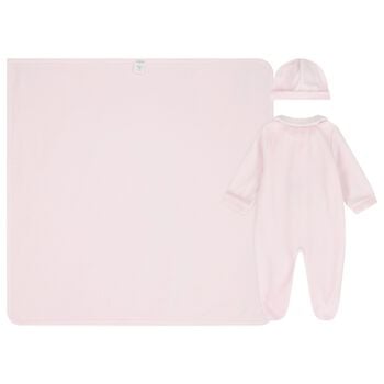 Baby Girls Pink Pom Pom Babygrow Gift Set