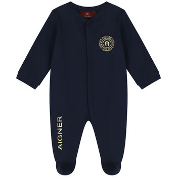 Navy Blue & Gold Logo Babygrow