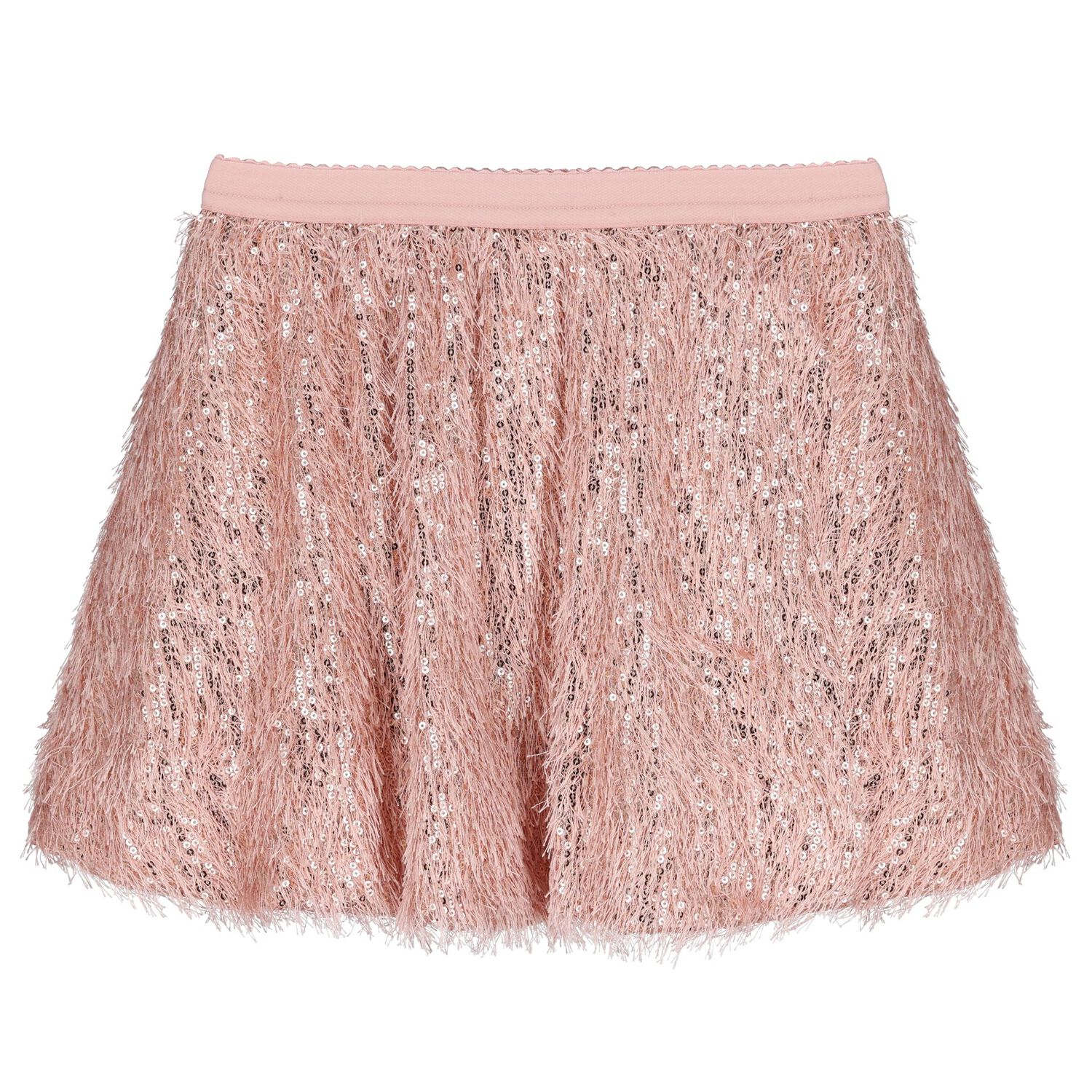 Girls Pink Sequined & Fringed Skirt Set, 1, hi-res