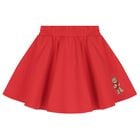Girls Red Teddy Bear Skirt, 1, hi-res