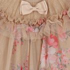 Baby Girls Beige Floral Ruffled Tulle Dress, 3, hi-res