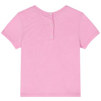 Younger Girls Pink Teddy Logo T-Shirt