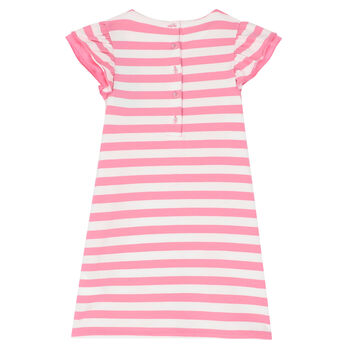 Girls Pink & White Striped Dress