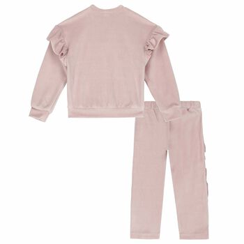 Girls Pink Velour Trcksuit