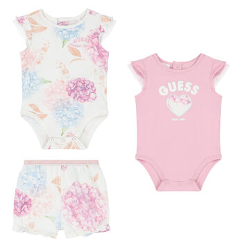Baby Girls Pink & White Logo Bodysuit Set