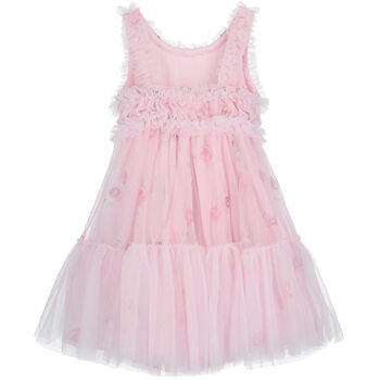 Girls Pink Tulle Floral Dress