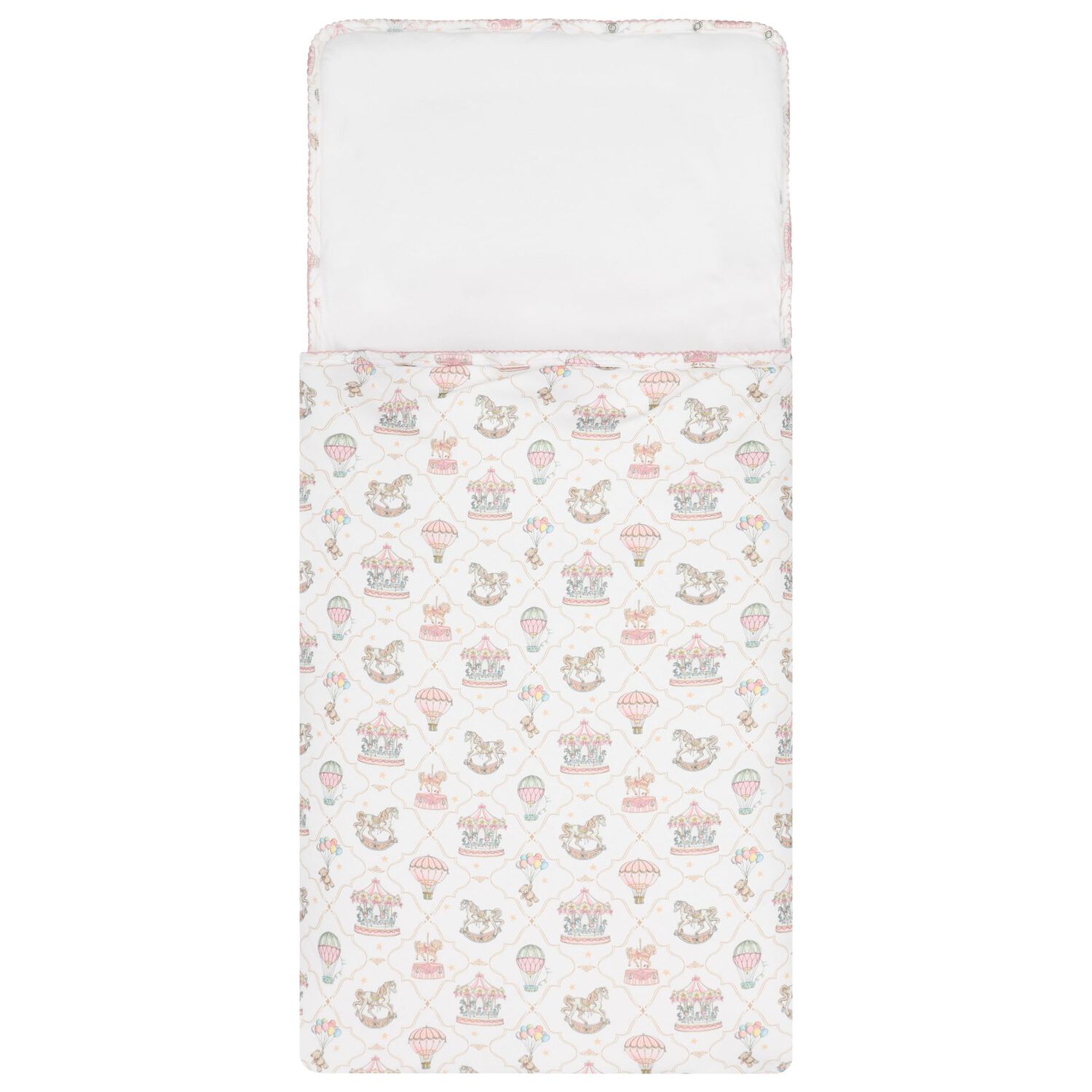 Baby Girls Pink & White Carousel & Hot Air Balloon Nest, 2, hi-res