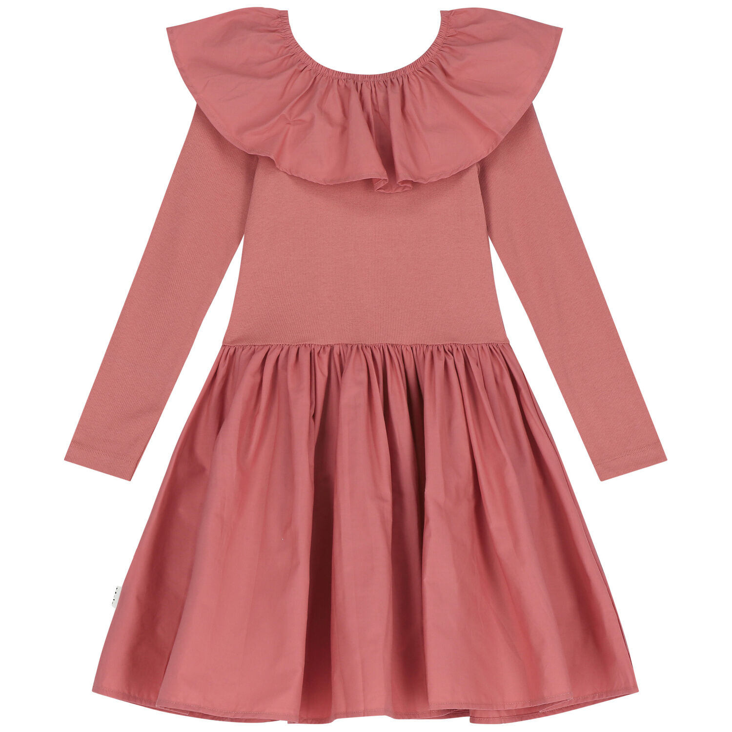 Girls Pink Ruffled Long Sleeve Dress, 4, hi-res