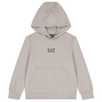 Boys Beige Logo Hooded Top