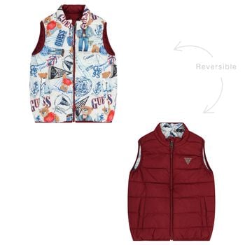 Boys White, Blue & Burgundy Reversible Gilet