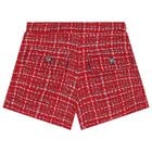 Girls Red Tweed Shorts, 1, hi-res