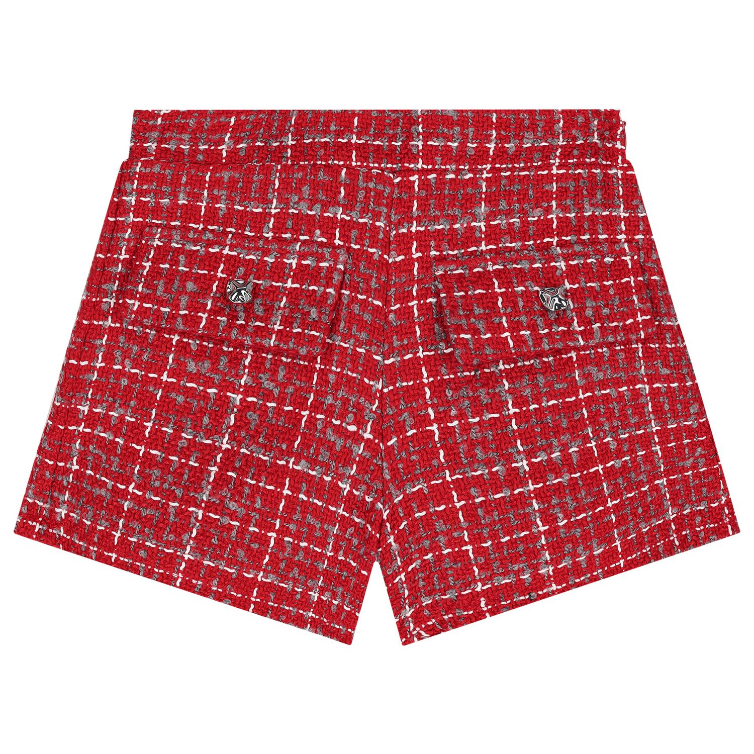 Girls Red Tweed Shorts, 1, hi-res