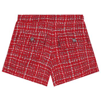 Girls Red Tweed Shorts