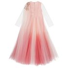 Girls Pink & Ivory Embellished Tulle Dress, 1, hi-res