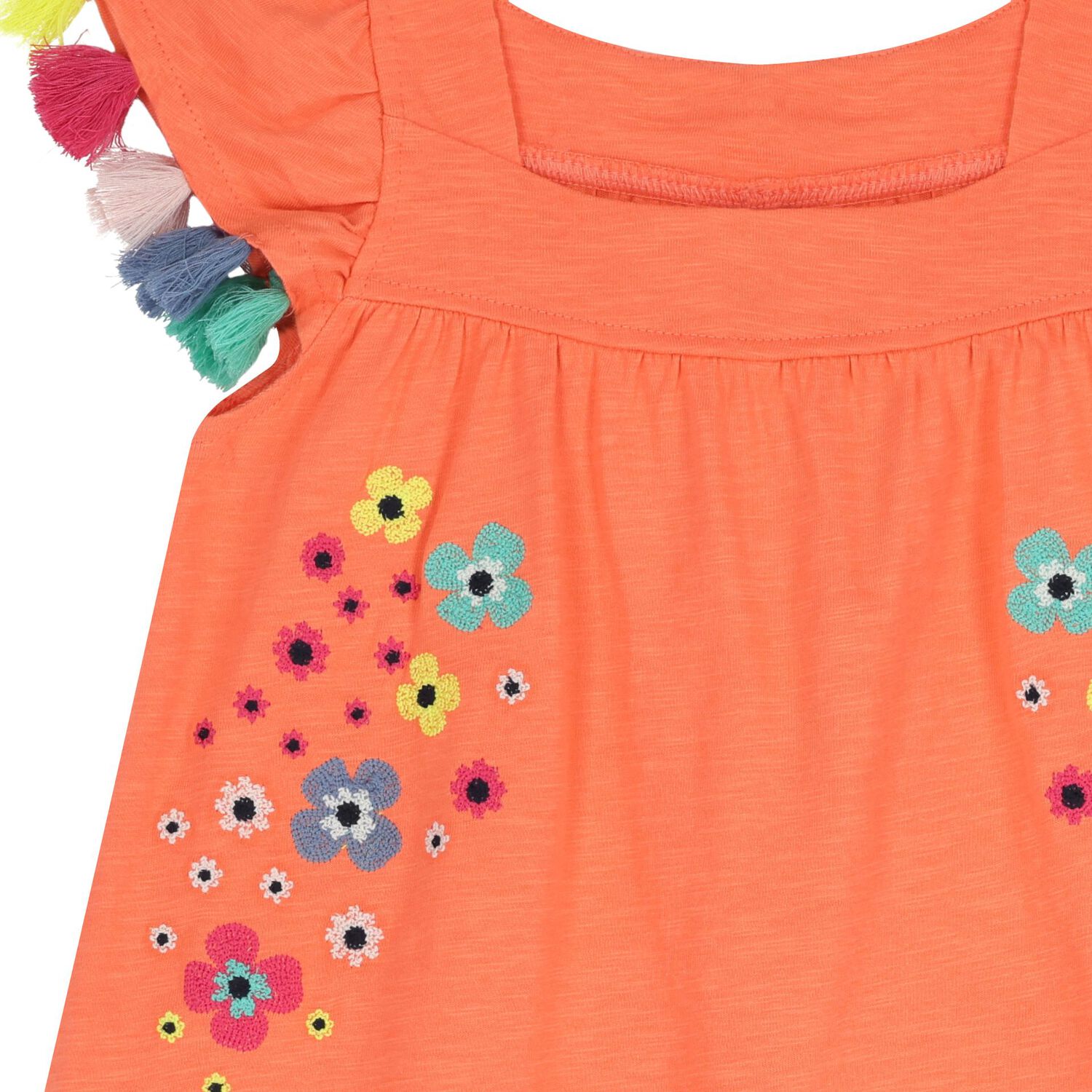 فستان بنات بطبعة الزهور باللون البرتقالي, 1, hi-res