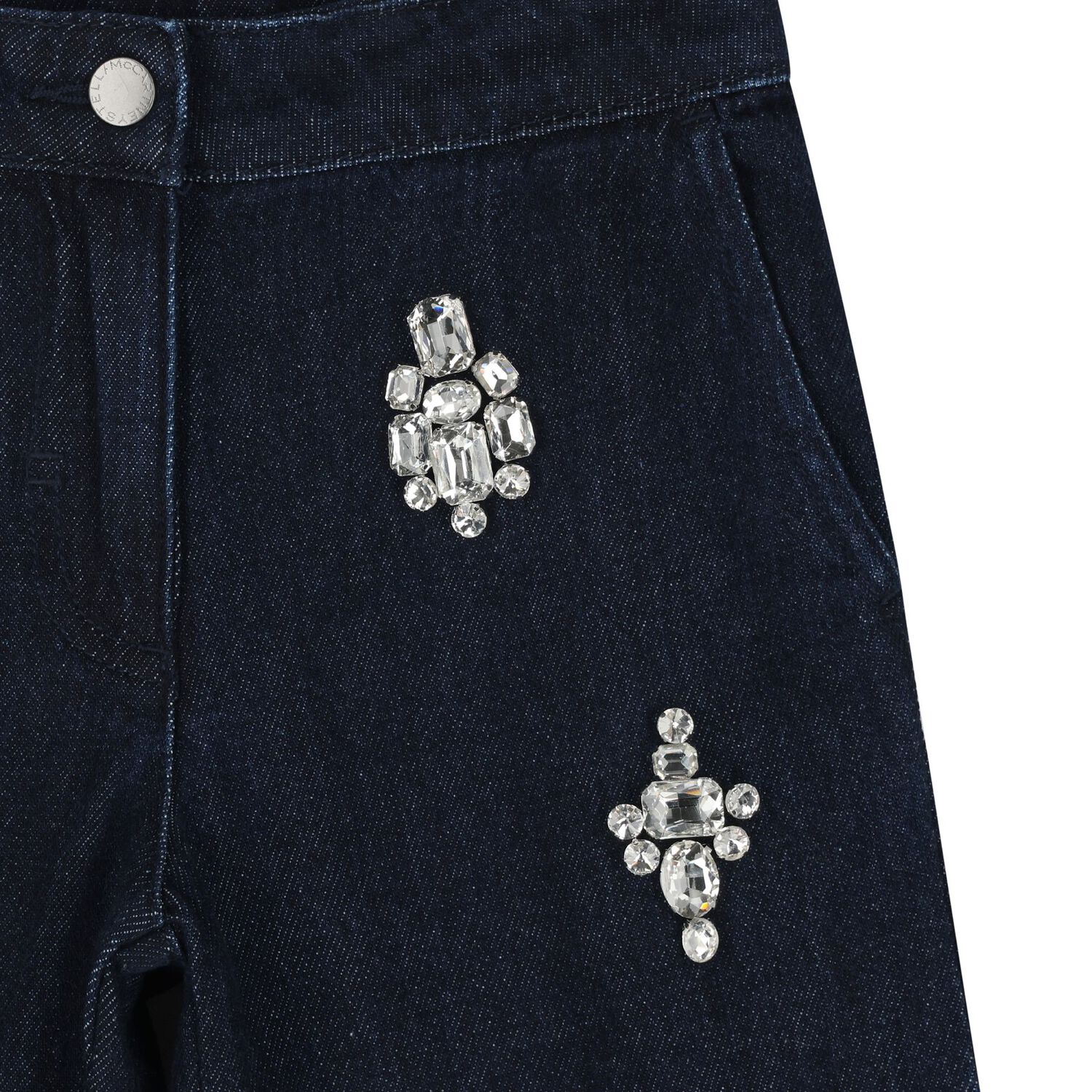 Girls Navy Blue Embellished Denim Jeans, 1, hi-res