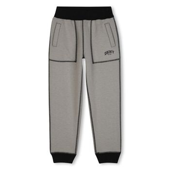 Boys Beige & Black Logo Reversible Joggers
