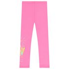 Girls Pink Stars & Hearts Leggings, 1, hi-res