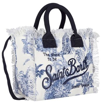 Girls White & Navy Blue Colette Logo Tote Bag ( 30cm )
